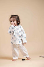 Cute Baby Shark Print Kurta Set - Blue