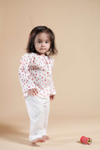 Cute Little Hearts Print Kurta Set - Red