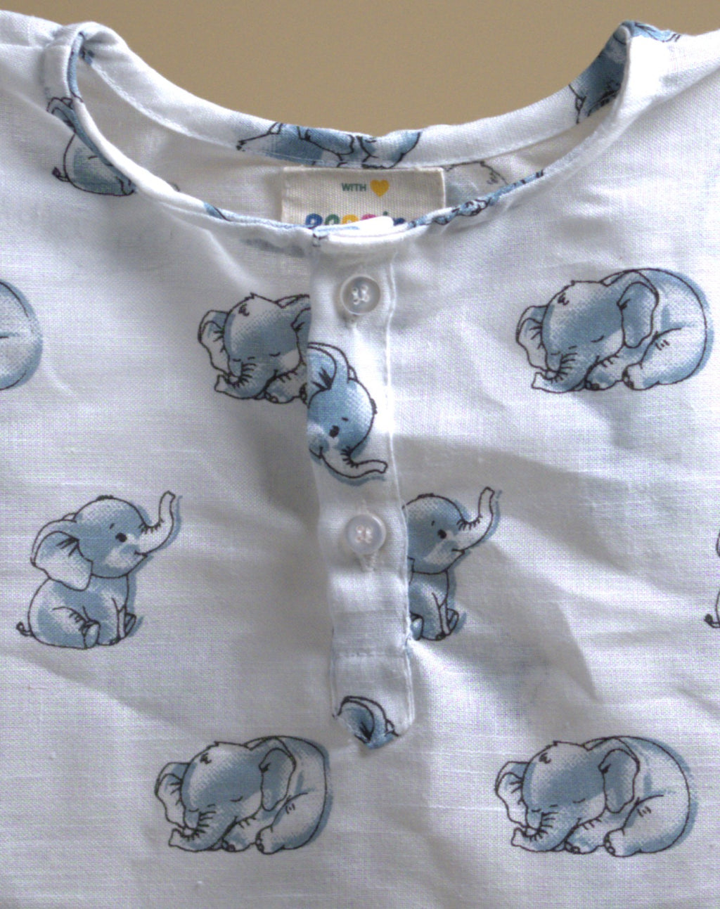 Cute Baby Elephant Print Kurta Set - Blue