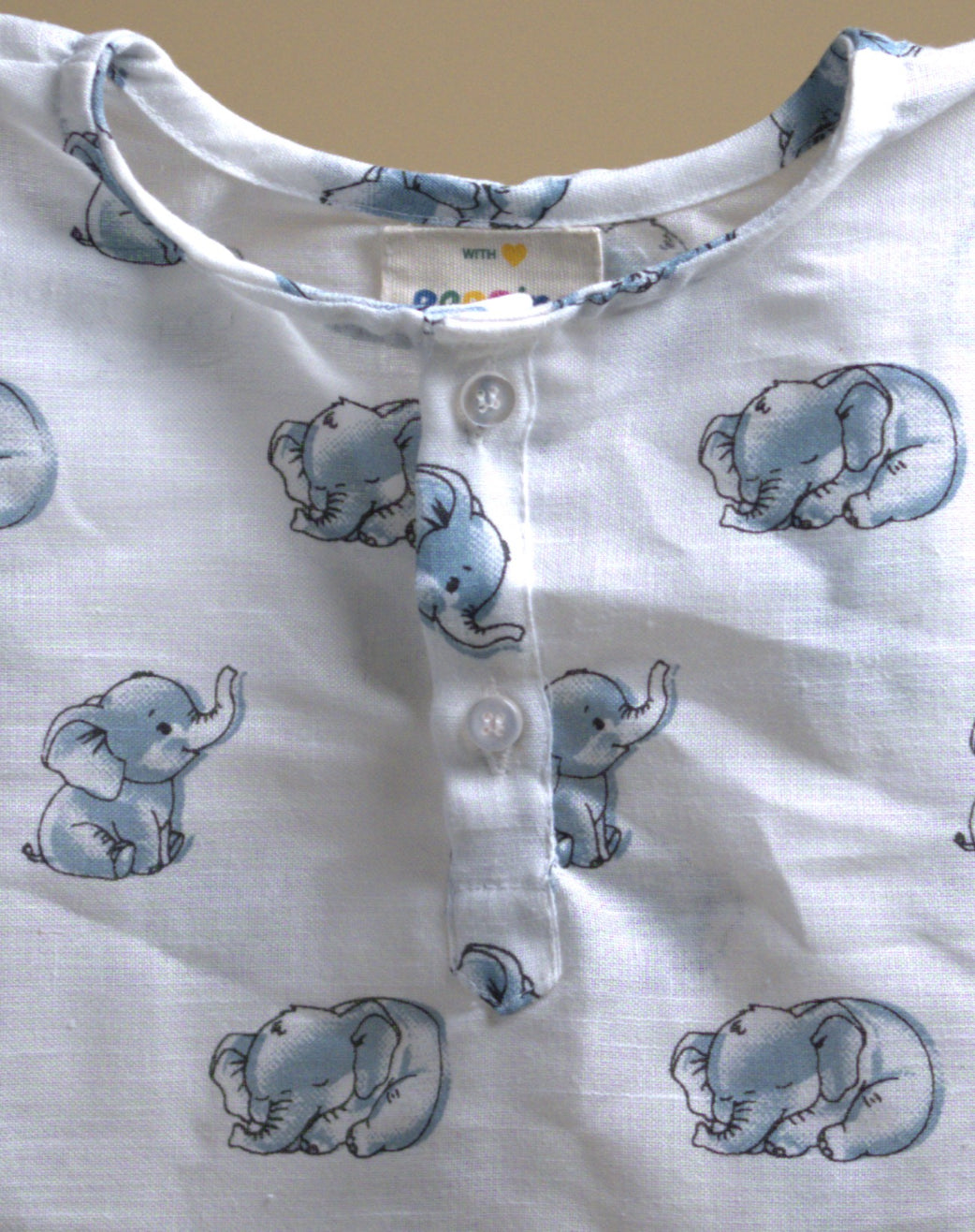 Cute Baby Elephant Print Kurta Set - Blue