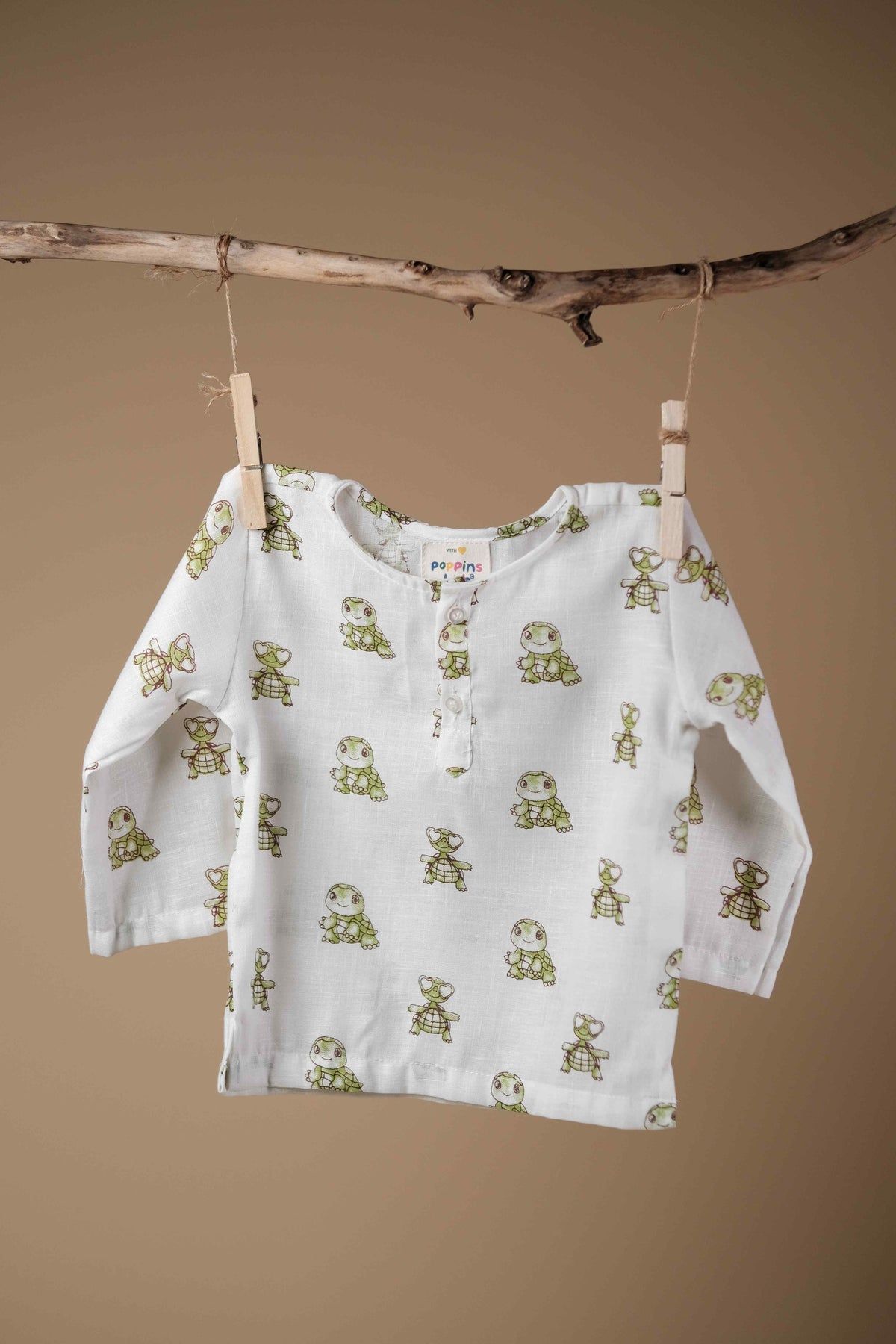 Cute Tortoise Print Kurta Set - Green