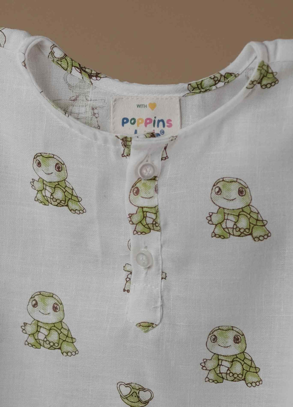 Cute Tortoise Print Kurta Set - Green