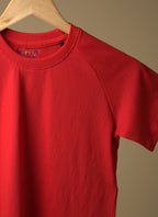 Trendy & Comfortable Kids Tomato Red Cross shoulder T-Shirt